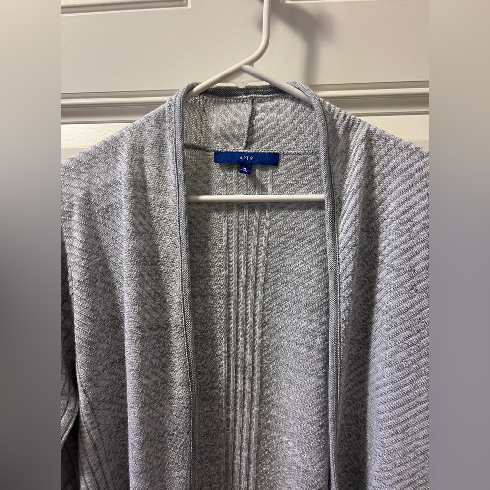 Apt. 9 Gray Cardigan Sweater with Textured Knit - Picture 2 of 6